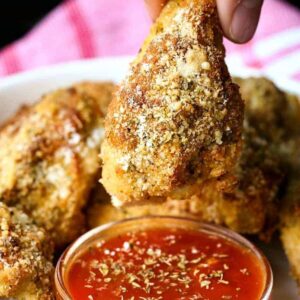 Chicken Parm Chicken Wings are a baked wing recipe coated with parmesan cheese, oregano and garlic