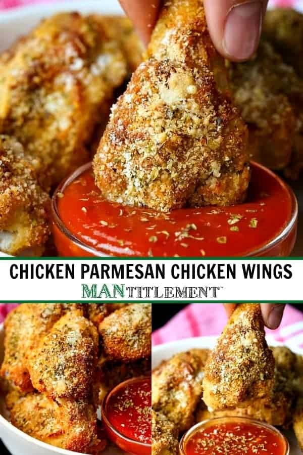 These Baked Chicken Wings are the crispiest oven baked wings ever! A crispy parmesan-panko crust coats tender and juicy chicken wings! Baked Chicken Parmesan Chicken Wings Recipe