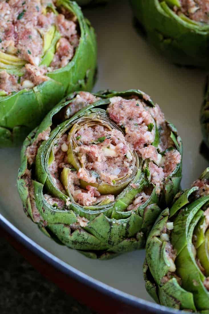 Grandma's Best Stuffed Artichokes can be a side dish recipe or the main meal