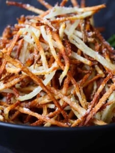 Homemade Shoestring French Fries is a french fry recipe that's made three ways, perfect for appetizers or a side dish