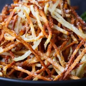Homemade Shoestring French Fries is a french fry recipe that's made three ways, perfect for appetizers or a side dish