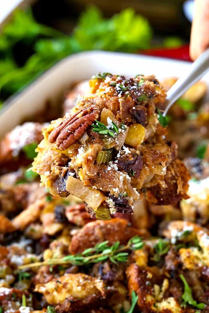 Pecan, Fig and Pear Vegetarian Stuffing | Must Try Thanksgiving Recipe