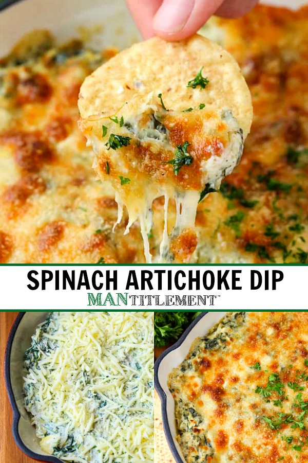 spinach artichoke dip recipe collage for pinterest