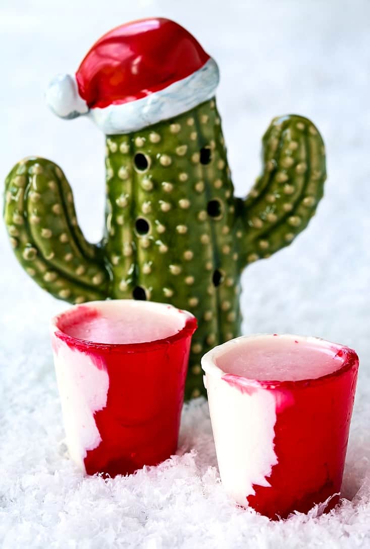 Frosty Peppermint Tequila Shots are a semi frozen tequila cocktail with peppermint flavor