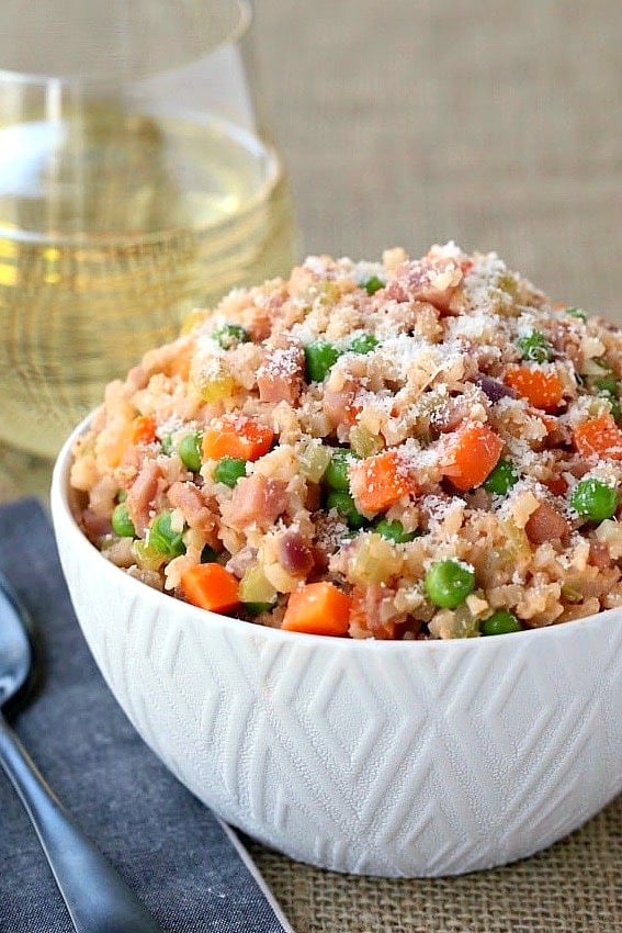 Ham and Vegetable Cauliflower Rice is a low carb cauliflower rice recipe with ham