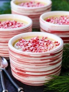 Instant Peppermint Eggnog Pudding is an eggnog dessert with peppermint and bourbon