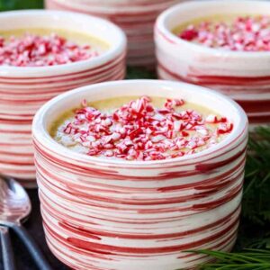 Instant Peppermint Eggnog Pudding is an eggnog dessert with peppermint and bourbon