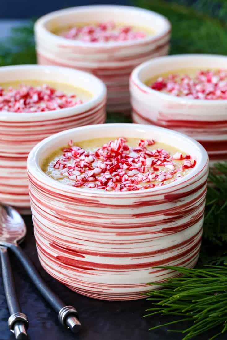 Instant Peppermint Eggnog Pudding is an eggnog dessert with peppermint and bourbon