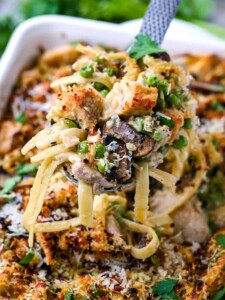 Leftover Turkey Tetrazzini is a leftover turkey recipe baked into a pasta casserole