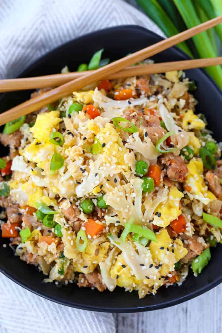 Cauliflower Fried Rice is a fried rice recipe made with cauliflower instead of regular rice