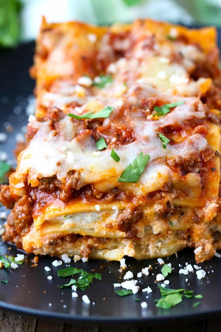This Classic Beef Lasagna is a lasagna recipe with the perfect amount of sauce and cheese