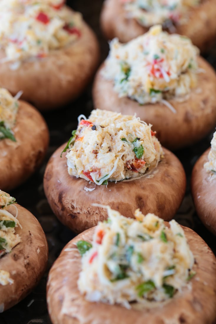 stuffed mushrooms with crab filling