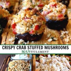 crab stuffed mushrooms pinterest collage