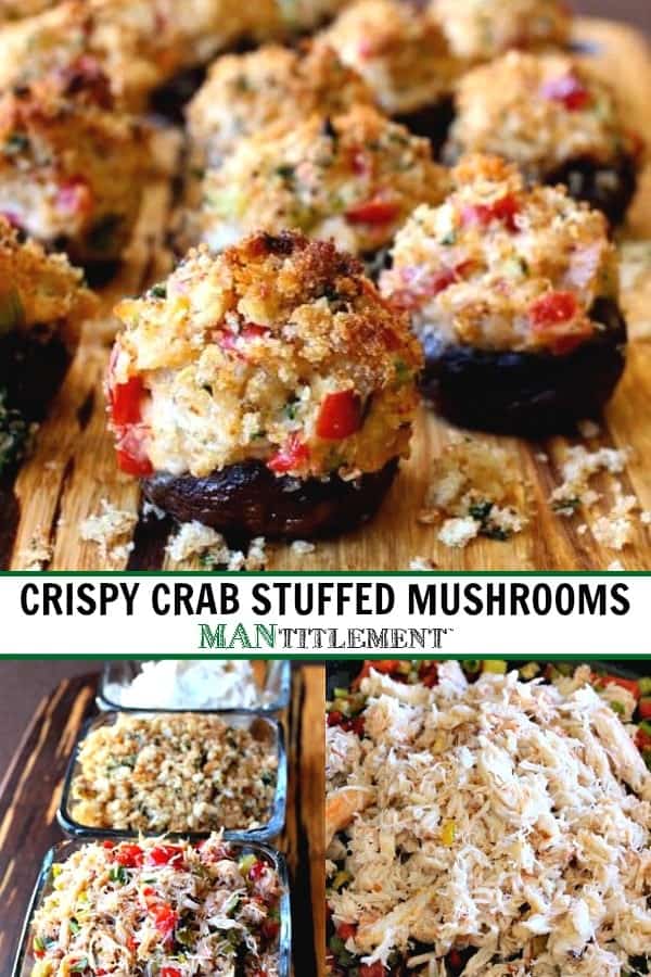 crab stuffed mushrooms pinterest collage