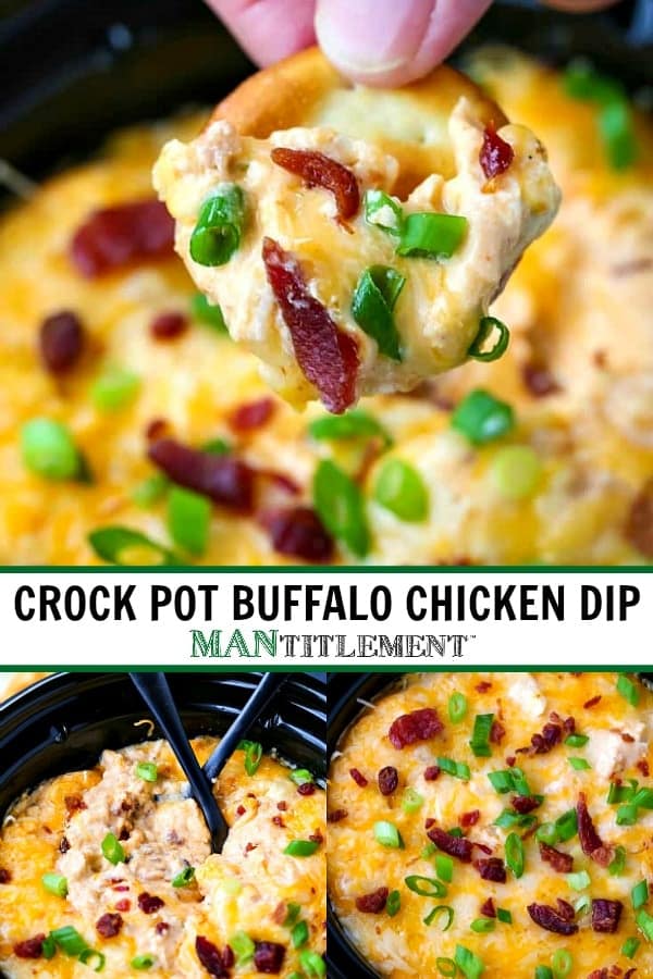 Crock Pot Buffalo Chicken Dip collage for Pinterest