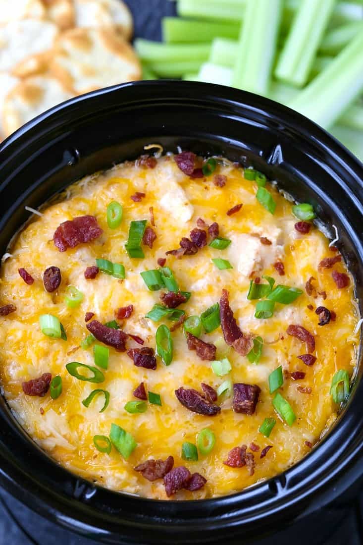 Crock Pot Buffalo Chicken Dip is perfect for appetizers!