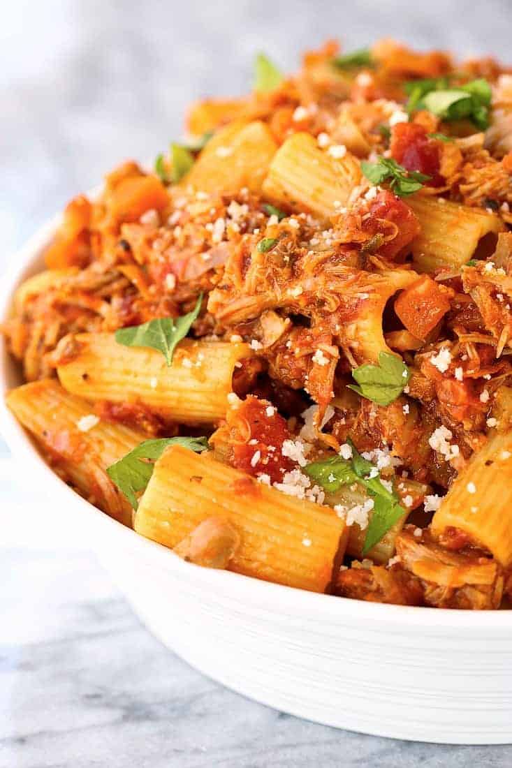 Easy Turkey Bolognese is a pasta sauce recipe with turkey, carrots and celery