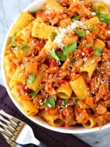 Easy Turkey Bolognese is a pasta sauce recipe that uses leftover turkey