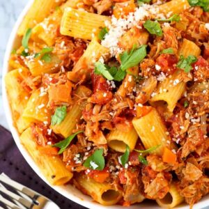 Easy Turkey Bolognese is a pasta sauce recipe that uses leftover turkey
