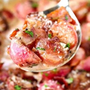 Roasted Radishes in Bacon Cream Sauce is a roasted radish recipe in a bacon cream sauce