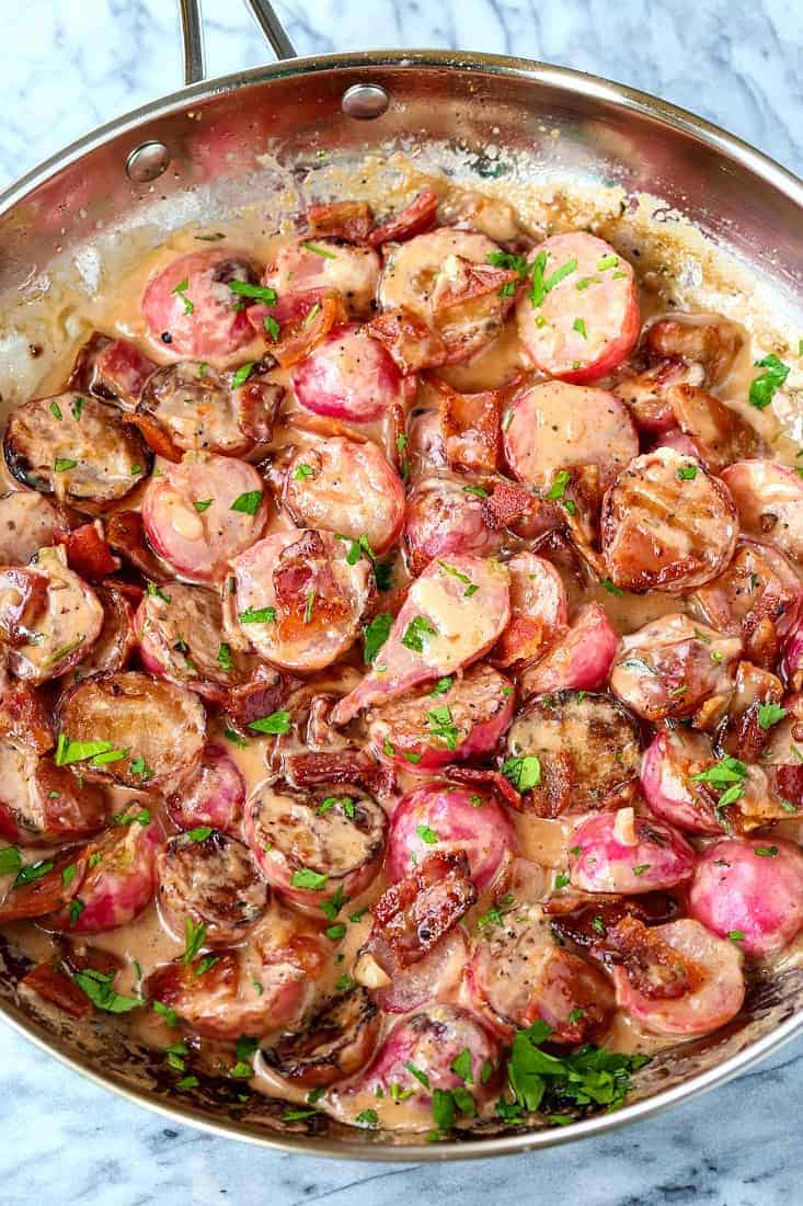 Roasted Radishes in Bacon Cream Sauce | Mantitlement