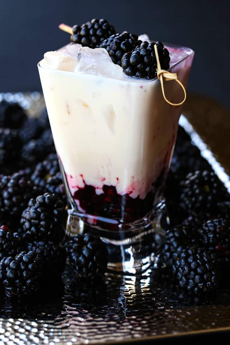 A RumChata Blackberry Fool is a RumChata drink made with fresh blackberries
