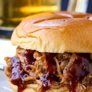 Cheesy BBQ Pulled Pork is a slow cooker pulled pork recipe with cheese