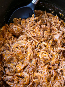 pulled pork with cheese stirred in