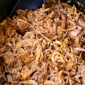 pulled pork with cheese stirred in