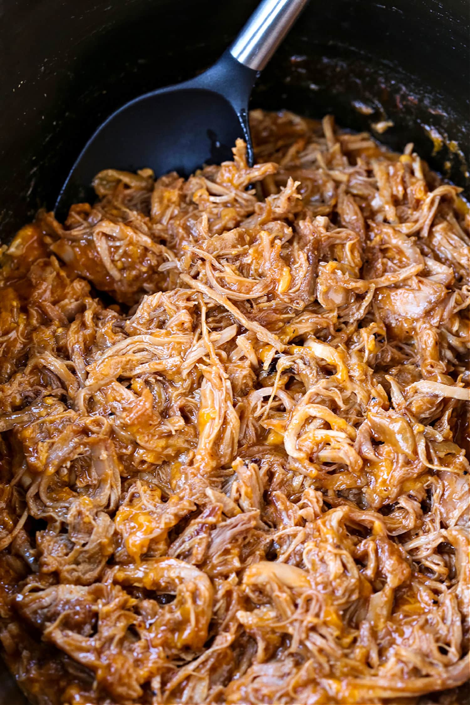 pulled pork with cheese stirred in