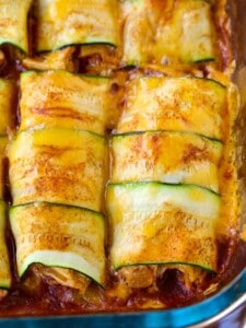 Chicken Stuffed Zucchini Enchiladas are a low carb enchilada recipe made with zucchini