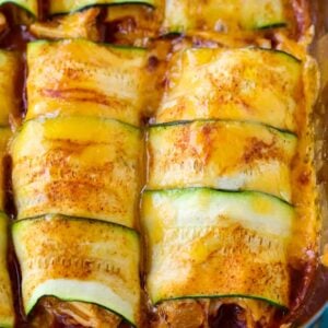 Chicken Stuffed Zucchini Enchiladas are a low carb enchilada recipe made with zucchini