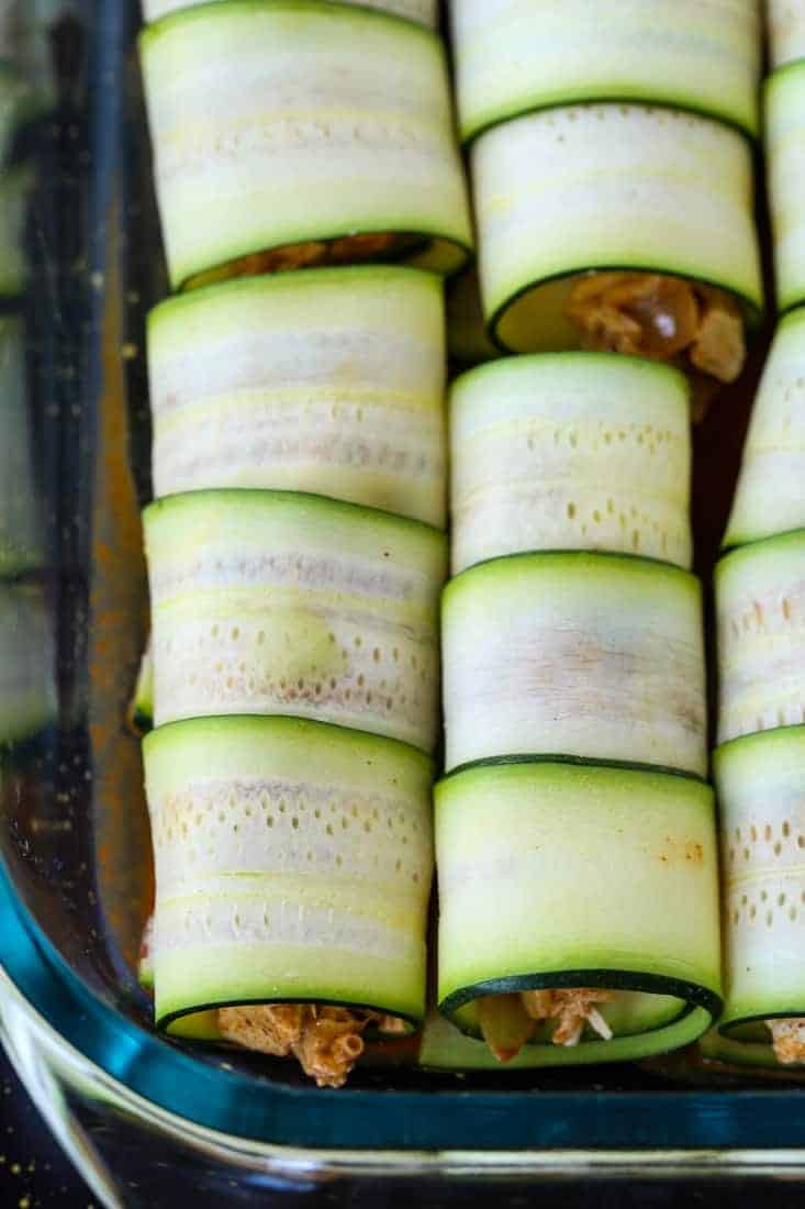 Chicken Stuffed Zucchini Enchiladas 