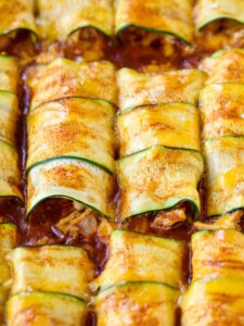 Chicken Stuffed Zucchini Enchiladas are a low carb enchilada recipe with a chicken filling