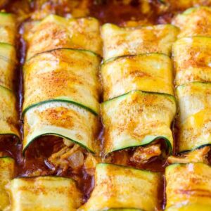 Chicken Stuffed Zucchini Enchiladas are a low carb enchilada recipe with a chicken filling