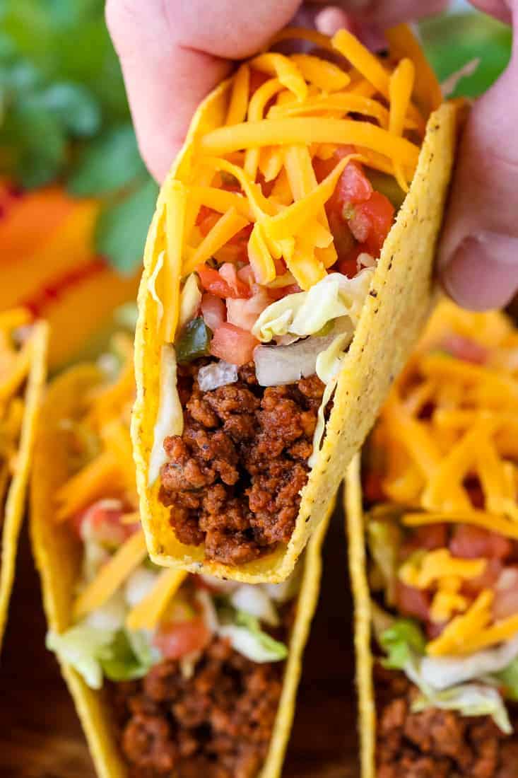 ground beef is used to make homemade taco meat for tacos and many other recipes