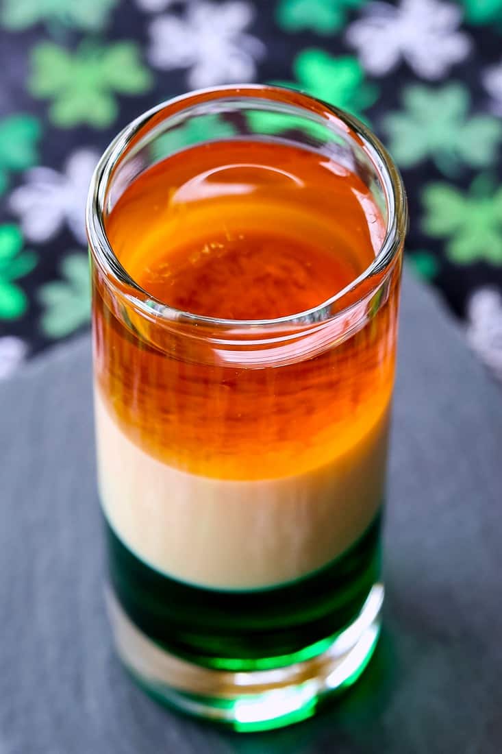 Irish Flag Shot is a cocktail recipe served in a shot glass