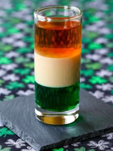 An Irish Flag Shot is a layered cocktail recipe