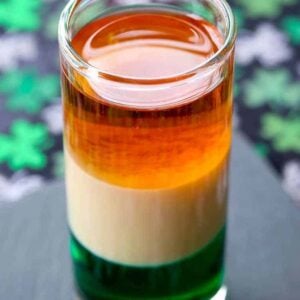 Irish Flag Shot is a layered shot recipe with three layers of liquor