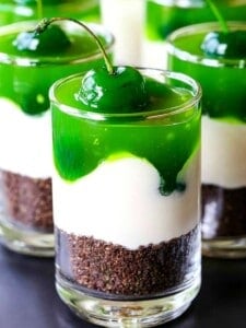 Irish Whiskey Cheesecake Shots are a no bake cheesecake recipe with whiskey