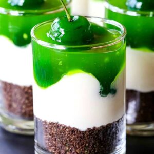 Irish Whiskey Cheesecake Shots are a no bake cheesecake recipe with whiskey