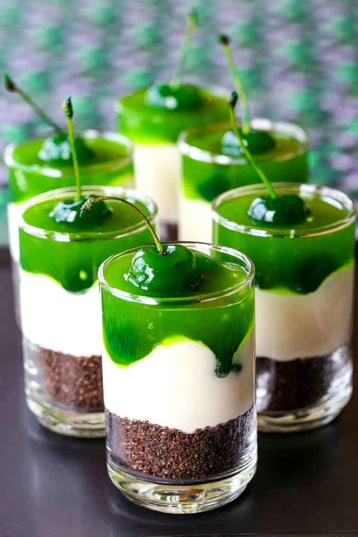 Irish Whiskey Cheesecake Shots are a dessert shot recipe for st. patrick's day