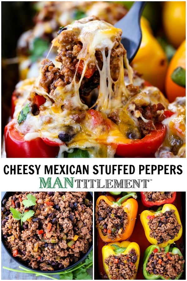 Cheesy Mexican Stuffed Peppers are a dinner recipe made with ground beef, peppers and beans