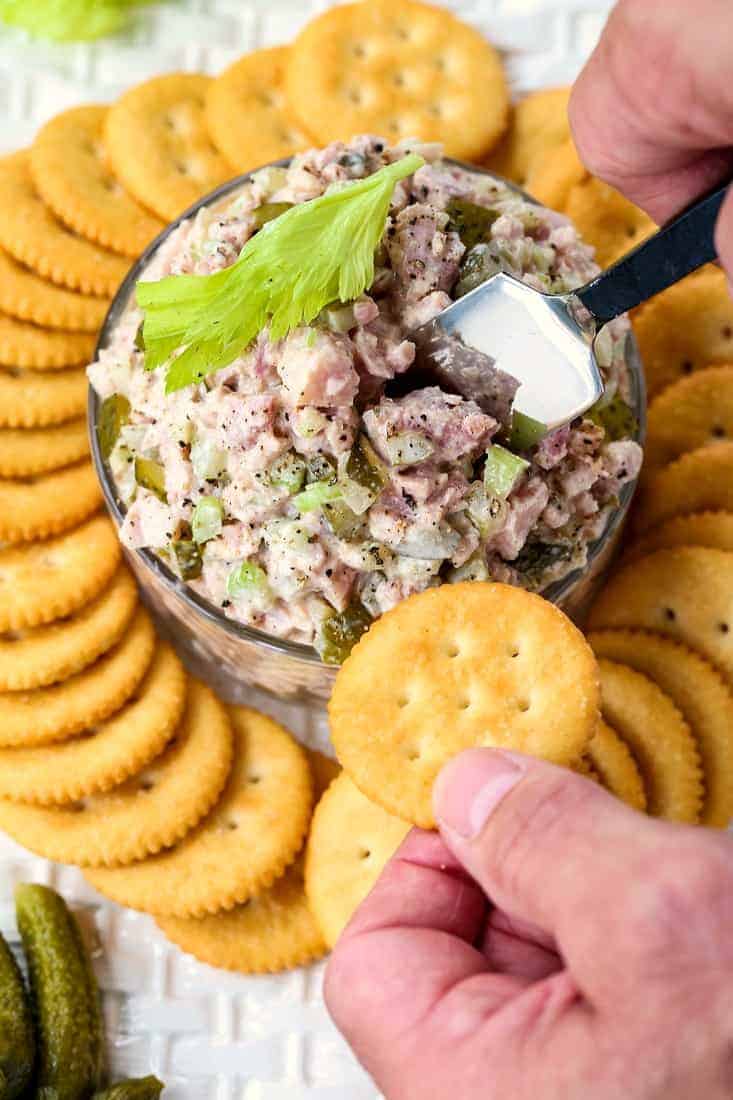 Dill Pickle Ham Salad is a leftover ham recipe to serve with crackers or as a sandwich