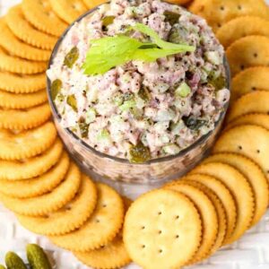 Dill Pickle Ham Salad is a leftover ham recipe you can serve as an appetizer with crackers