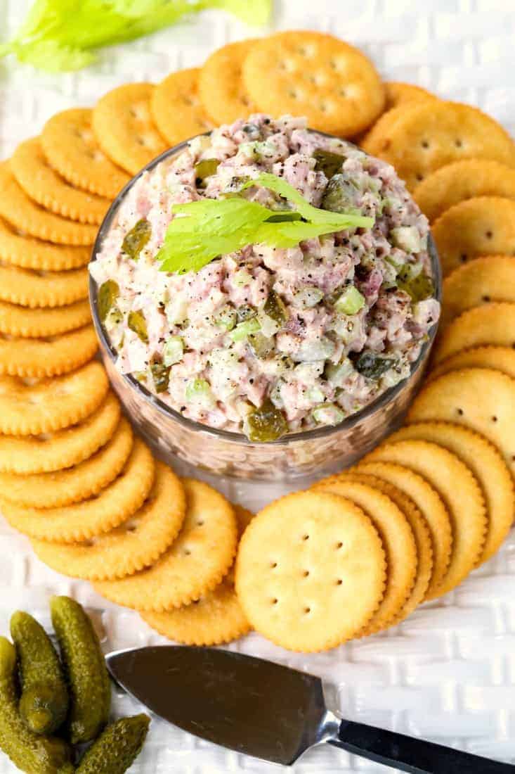 Dill Pickle Ham Salad is a leftover ham recipe you can serve as an appetizer with crackers