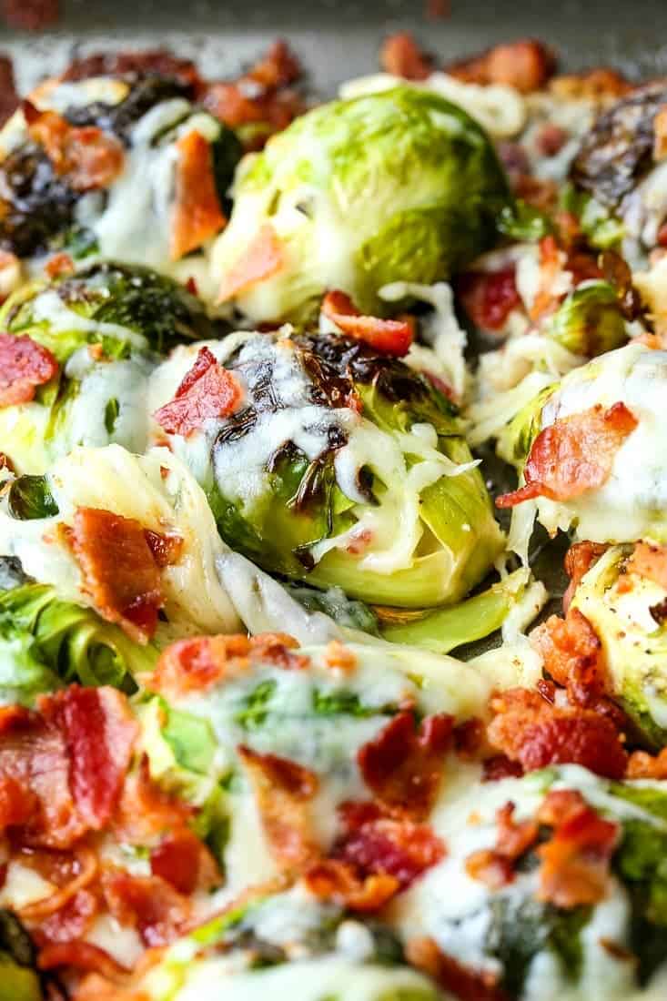 Loaded Sheet Pan Brussels Sprouts are a low carb side dish recipe