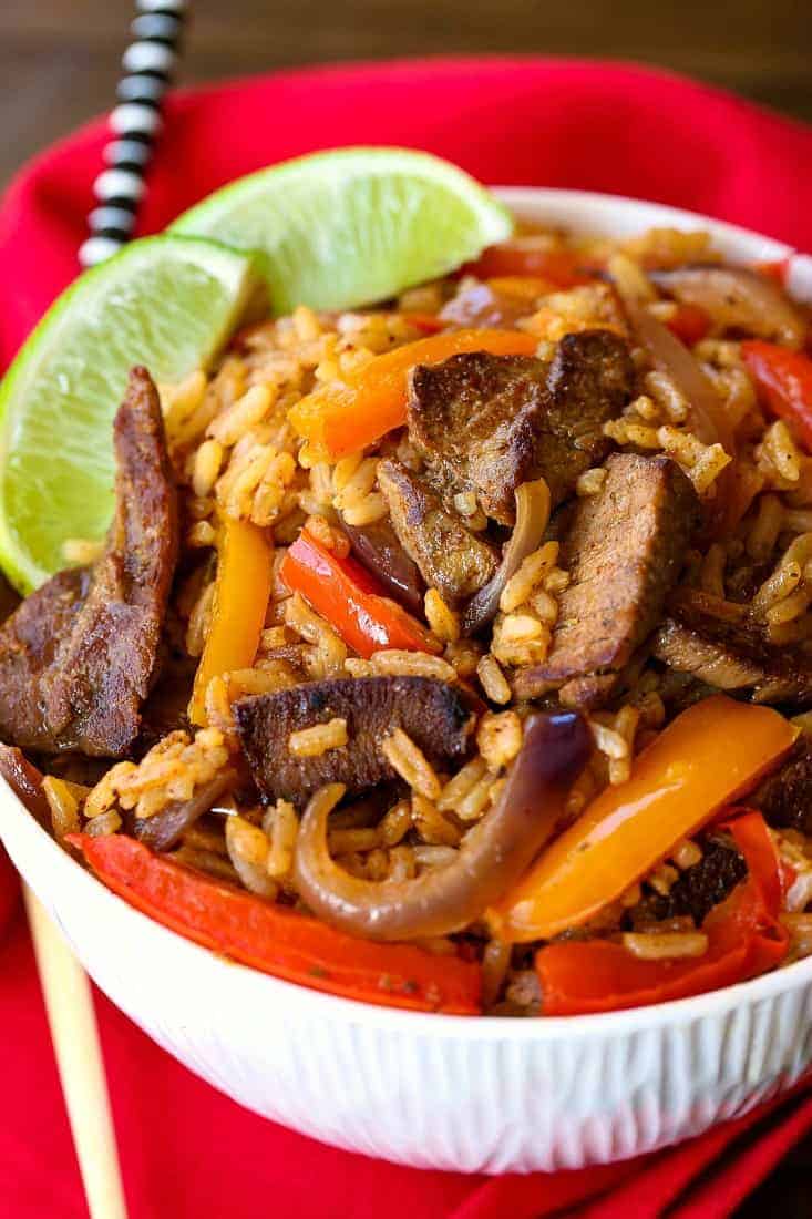 Steak Fajita Fried Rice is a fried rice recipe with sliced steak and pepper