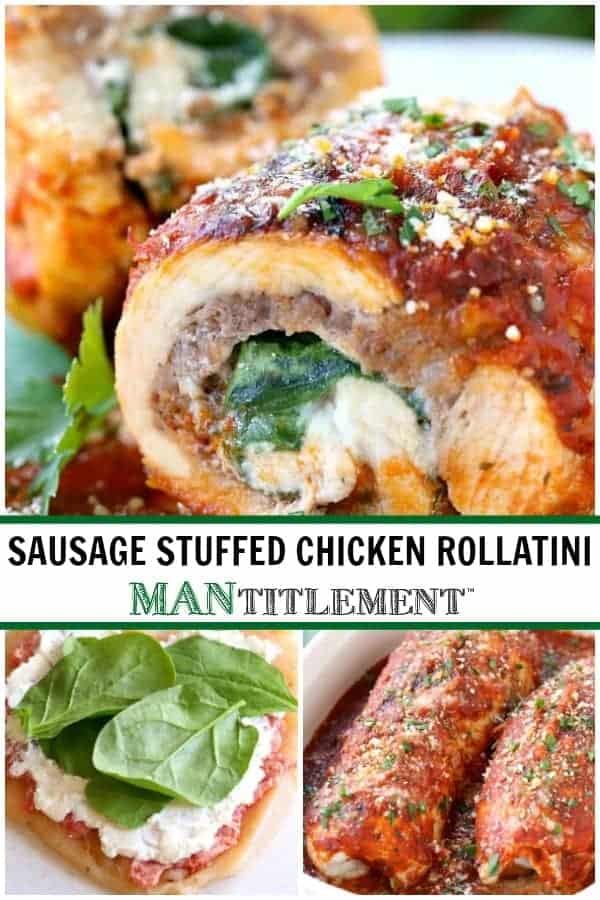 Sausage Stuffed Chicken Rollatini is a stuffed chicken breast recipe with spinach, sausage and cheese