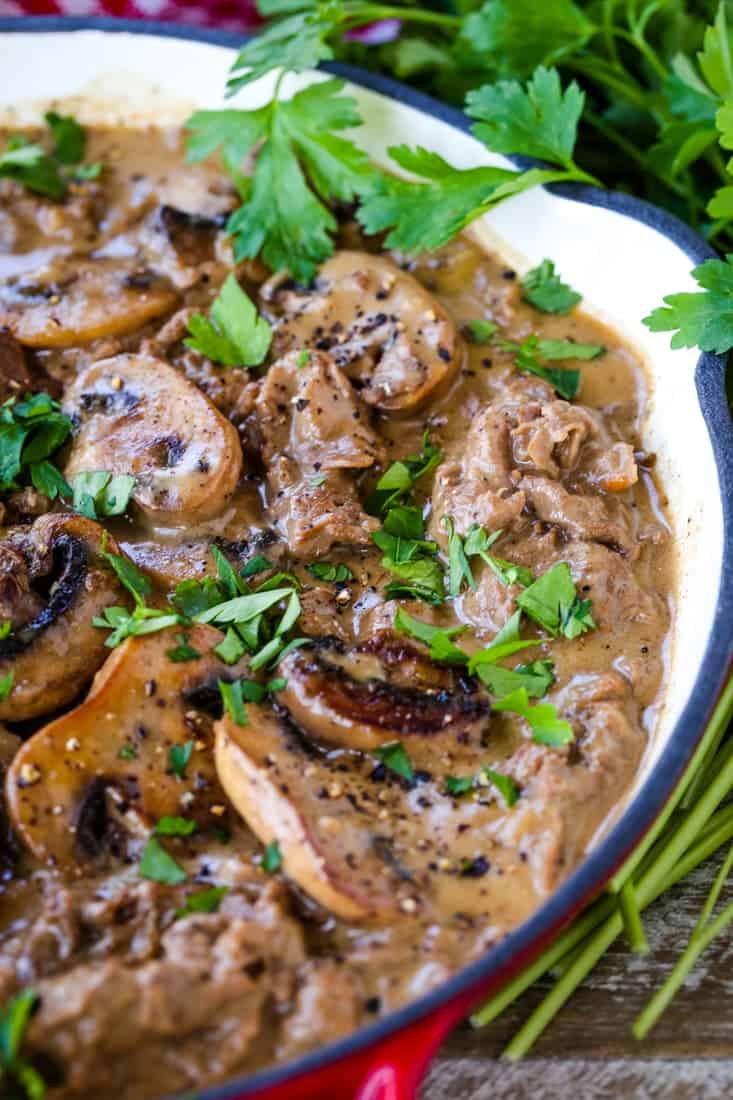 Skillet Beef Marsala is an easy dinner recipe with shaved beef and mushrooms